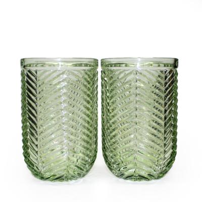 China Vintage Green Color Whiskey Glass DOF ​​Handmade Glass Tumbler Colored Tumbler for sale