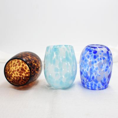 China LangXu Universal Wholesale Custom Colorful Sublimation Egg Shape Leopard Print Glass Wine Water Tumbler Cups Bulk 13oz 14oz 15oz for sale