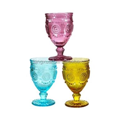 China New Classic/Postmodern Tableware Burgundy Sunflower Design Color Goblet Portugal Wine Glass for sale