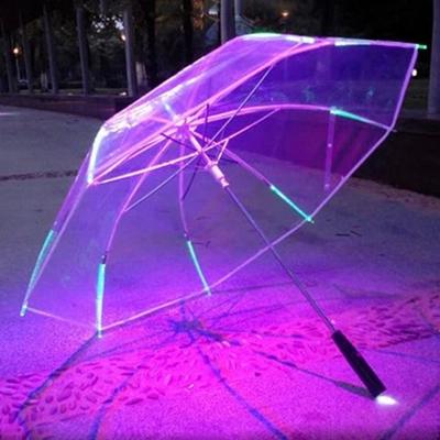 China Modern Clear Led Luminous Glow Rib Bubble Transparent Poe Umbrella Light for sale