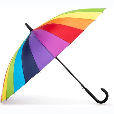 China Traditional Promotional Umbrellas 24k Rainbow Golf , Sun-resistant Upright Semi-automatic Golf Rain Windproof Umbrella for sale