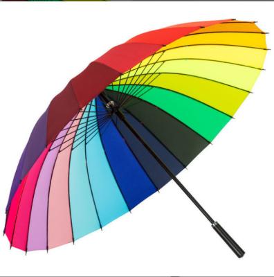 China 24 ribs multicolor custom large size custom golf traditional rainbow windproof straight umbrellas for sale for sale