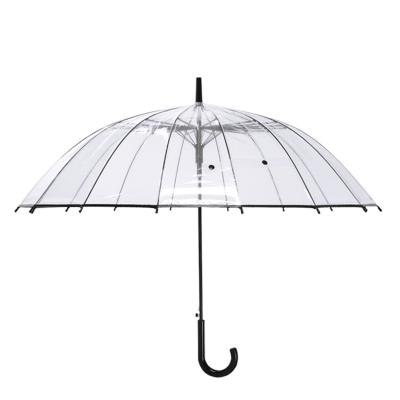 China 23 Inch Eco-friendly Transparent Clear Plastic Handle POE White Umbrella for sale