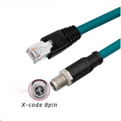 China Industrial Ethernet Cable DYTECH m12 Connector X Coded 8Pin Male to RJ45 Cat6 Industrial High Flexible Ethernet Computer Vision Camera Cable for sale