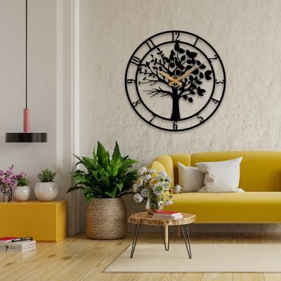 China Eclectic Tree of Life Black Wall Clock for sale