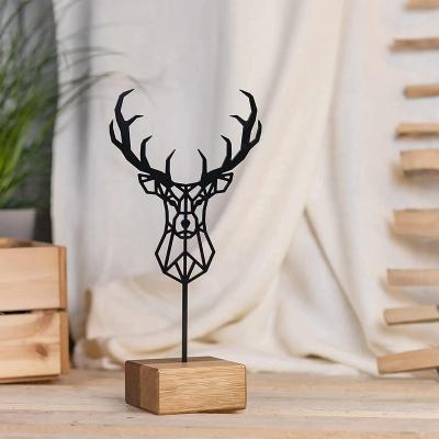 China Eclectic Stag Metal  Wooden Stand Modern Industrial Decoration with Wood and Metal for sale