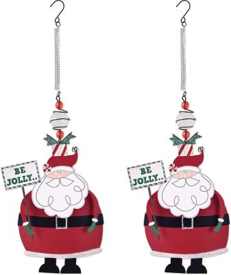 China Eclectic Rustic Metal Hanging Holiday Bouncy Be Jolly- Santa for sale