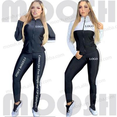 China 2021 new arrivals anti-static women's fashion sports and leisure full sleeve zipper two-piece embroidered set with high quality MG532302048 for sale