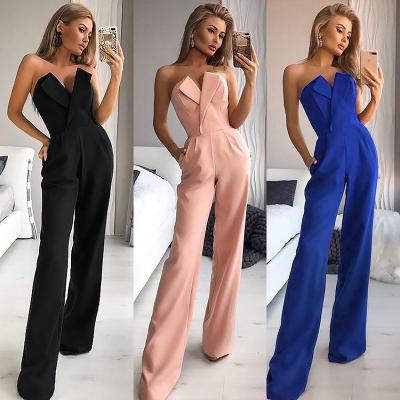 China Anti-pilling 2021 Girl Chic Elegant Sleeveless Wide Leg Corset Summer One Piece Overalls for sale