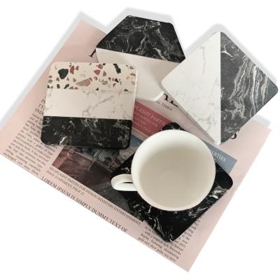 China Customized Viable Hot Sale Amazon Logo Square Round Coasters Cork Base For Bar Drinks Deco Home Ceramic Marble Coaster for sale