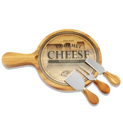 China 2021 Sustainable Homsense Amazon Best Seller Cheese Board and Cheese Knife Set with Tempered Glass Board Cheese Board and Knife Set for sale