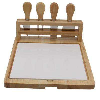 China Best Viable Selling Homsense Amazon Commodities Board Rubber Wooden Cheese Cutting Board With Knife Set for sale