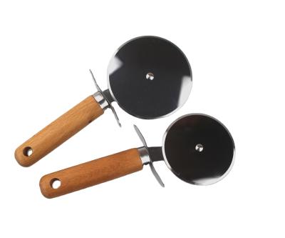 China Best Selling Homsense Amazon Products Disposable Stainless Steel Handle Pizza Cutter Wooden Tool Rolls Pizza Cutter Pizza Tools for sale