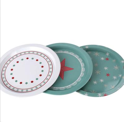 China Serving Round Serving Trays Wholesale For Food Tea Dishes Metal Tin Tray for sale