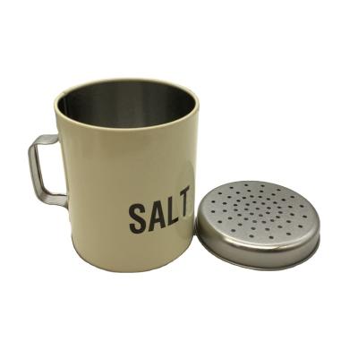 China Customized Cup Shaped Seasoning Tin Box Salt Pepper Condiment Storage Containers for sale