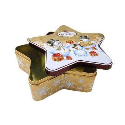 China Recyclable Custom Toys Christmas Easter Birthday Star Shape Cookie Candy Cosmetic Gift Tin Box for sale