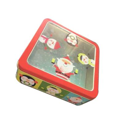 China Recyclable Christmas Chocolate Cookie Gift Tins Packaging Box With PVC Window for sale