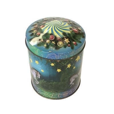 China Christmas Rotating Tin Box Music Tin Box Round Musical Tin Gift Box Recyclable Custom Christmas For Kids for sale