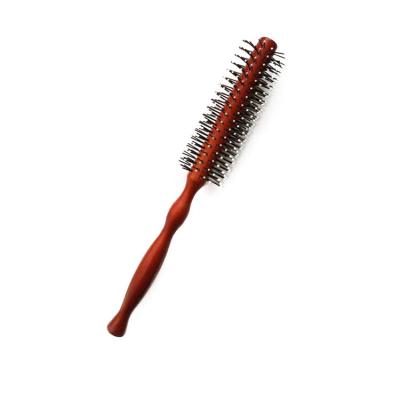 China Compact Wooden Round Barber Hair Brush With Board Curly Hair Comb Straightens Hair Edge Brush Wood for sale