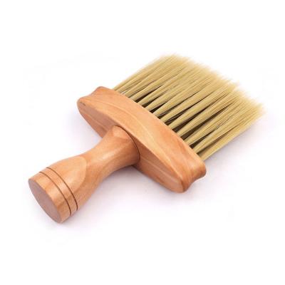 China Professional Custom Logo Salon Barber Brush Wooden Hair Sweep Professional Broken Hair Sweep Brush With Nylon Bristles for sale