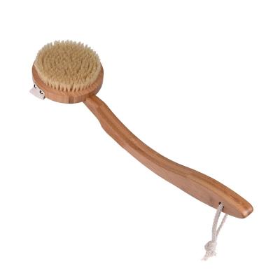 China Long Handle Maker Natural Bath Body Brush Body Exfoliating Brush Curving Bamboo Long Handle for sale