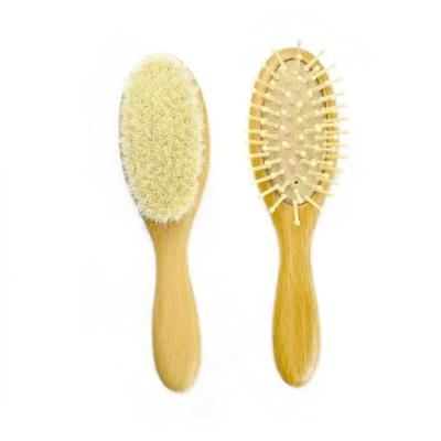 China Cushion Baby Products 2021 Soft Wool 2-Piece Baby Tending Wooden Hair Brushes And Combs Online Set Grooming for sale