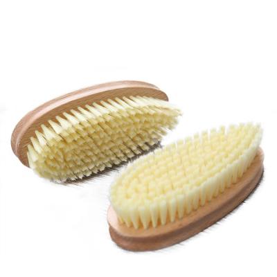 China Sustainable Clothes Wash Brush Natural Wooden Laundry Brush With Nylon Bristles for sale