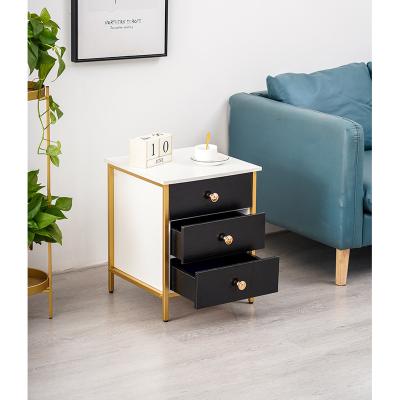 China (Size)Adjustable European Side Tables Living Room Furniture Bedroom 3-Tier Solid Wood Drawer Nightstand for sale