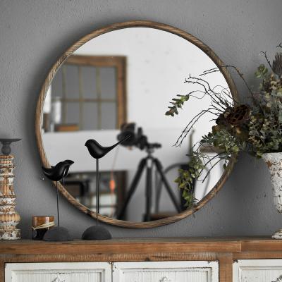 China 2021 Simple Wooden Wall Mirror Home Decor Minhui 2021 Color Mirror Wall Hanging Chic Wooden Mirror Assembled for sale