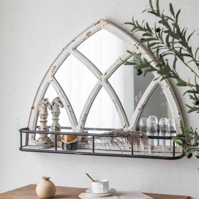 China Contemporary Vintage Shelf Furniture Bathroom Shelf Solid Wood Decorative Mirror Shelf for sale