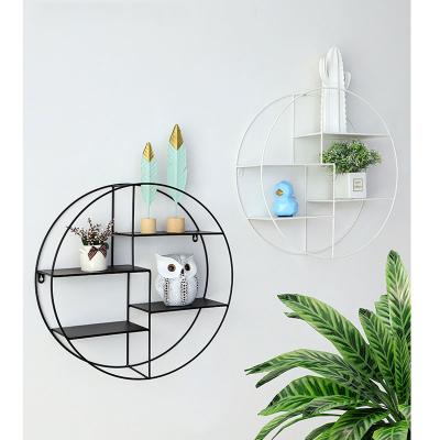 China Multi Function Bathroom Living Room Organizer Metal Small Polygon Wire Wall Storage Simple Home Rack for sale