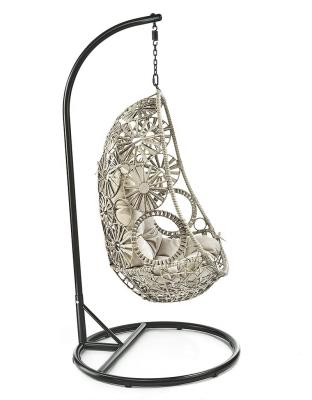 China Tropical Bali Style Modern Hot Sale PE Rattan Swing Outdoor Comfort Furniture Egg Swing Chair With Stand for sale