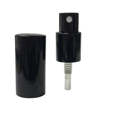 China Non Spill Glossy Black Aluminum Fine Mist 0.2cc 18/410 Perfume Pump With Full Aluminum Cap for sale