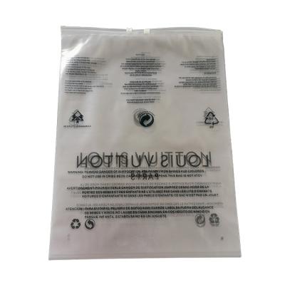 China Moisture Proof Polybag With Suffocation Warning LDPE Plastic Bag Slider Zipper Bag With Universal Warning Logo Print for sale