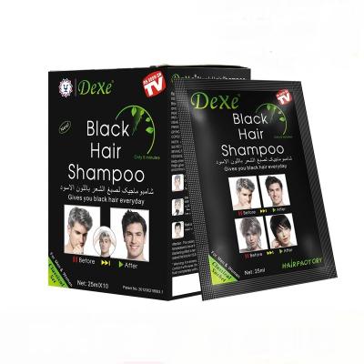 China Easy Coloring New Arrival Organic  Dexe 5 minutes hair dye fast black hair dye shampoo for sale