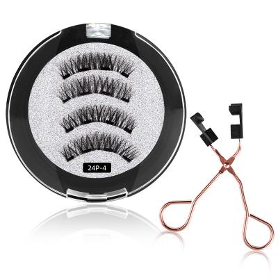 China Natural Soft New glue-free magnetic natural long false eyelashes four magnetic eyelashes set for sale