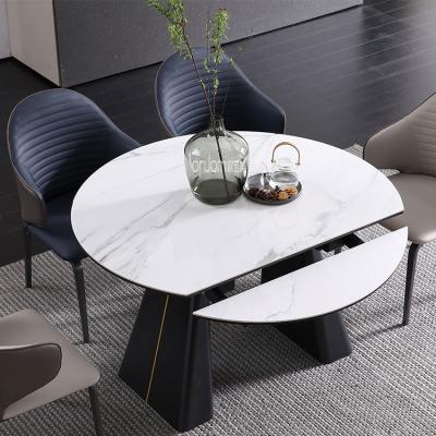 China ZEYU Dining Table 4 Seater Round Extendable Dining Table 8 Seater Round Dine Table With Chairs Modern Marble for sale