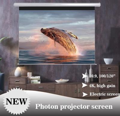 China Photon Electric Screen, Home Cinema Electric Projector Screen, 4K Cinema Wall Mount Projection Screen for sale