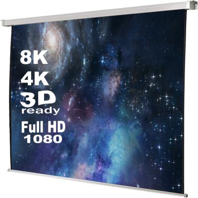 China 200x150cm Electric Home Cinema 3D Matte White Motorized Projection Projector Screens Wall Mounted With Remote Control for sale