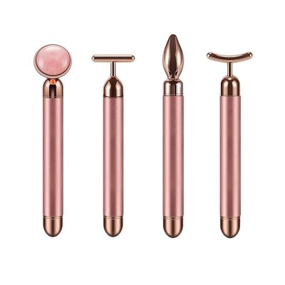 China OEM Blood Vessel Removal T Shape Face Lift Vibrating Jade Roller Massager Reduce Dark Circle Eye Energy Beauty Bar for sale