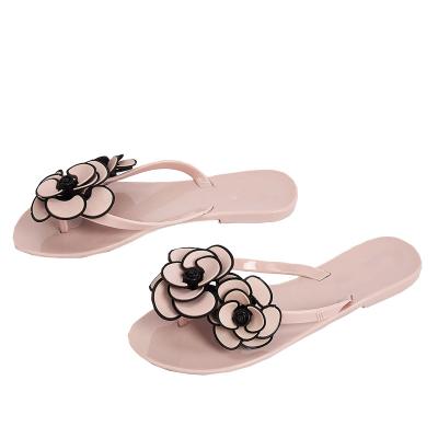 China Fashion trend hot seller women's beach flip flops PVC outsole flat house slippers for lady outdoor slippers for sale