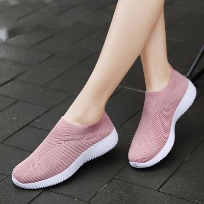 China CUSHIONING wholesale women shoes stretch fabric vamp and DM outsole casual shoes non slip breathable flat shoes for sale