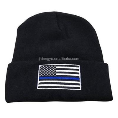 China JOINT Flag Beanie Knitted Hat Cheap Men Acrylic Custom Knitted Beanie Hat Winter Hats Beanie Hat for sale