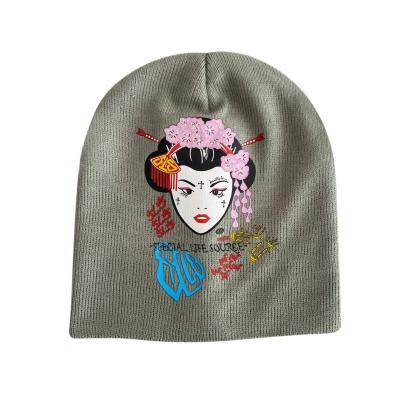 China JOINT Print Winter Custom Hat Men Custom OEM Print Knitted Hat Acrylic Print Custom Beanie for sale