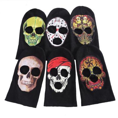 China Halloween COMMON Men's Acrylic Ski Mask Ghost Ski Mask Custom Printed Ski Mask Winter Knitting Balaclava for sale