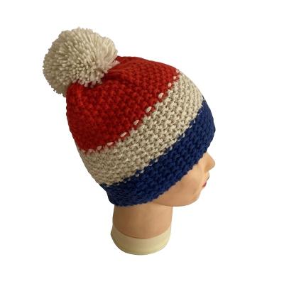 China Custom Wholesale Iceland JOINT Wool Girls Kids Beanie Hat Knitting Hat With Pom Pom for sale