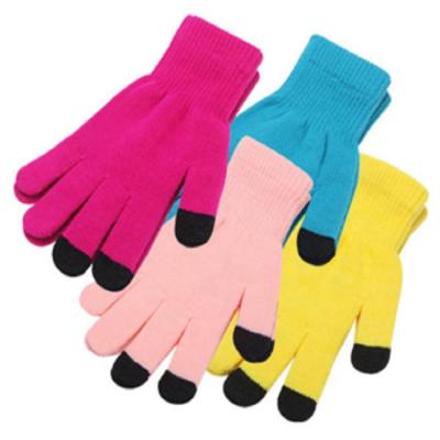 China Custom Kids Glove Girls Acrylic Gloves Smart Knit Custom Glove Boys Kids Girls Plain White Acrylic Knitted Glove Smart Boy for sale