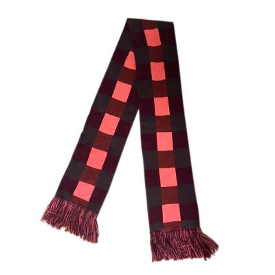 China Wholesale Men's Long Jacquard Winter Plaid Scarf Custom Acrylics Checked Knit Scarf for sale