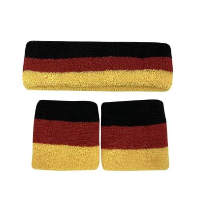 China Absorb Sweat 3 Piece Sweatband Set Sports Sweatband And Wrist Sweatbands Cotton Striped Sweatband for sale