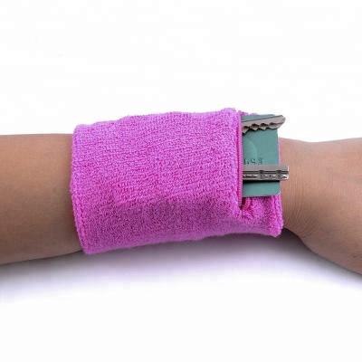 China Cheap Mens Terry Cotton Wrist Bandeau With Pocket Wrist Band With Wallet for sale